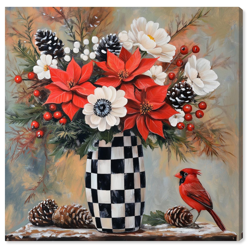 Checkerboard Vase Blooms II Canvas by Art Remedy, Gallery Wrapped