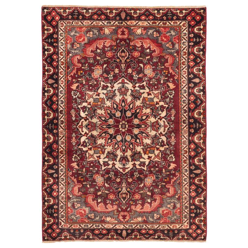 ECARPETGALLERY Hand-knotted Kayseri Vintage Dark Red Wool Rug - 4'7 x 6'8