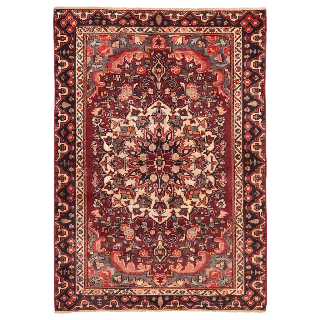 ECARPETGALLERY Hand-knotted Kayseri Vintage Dark Red Wool Rug - 4'7 x 6'8