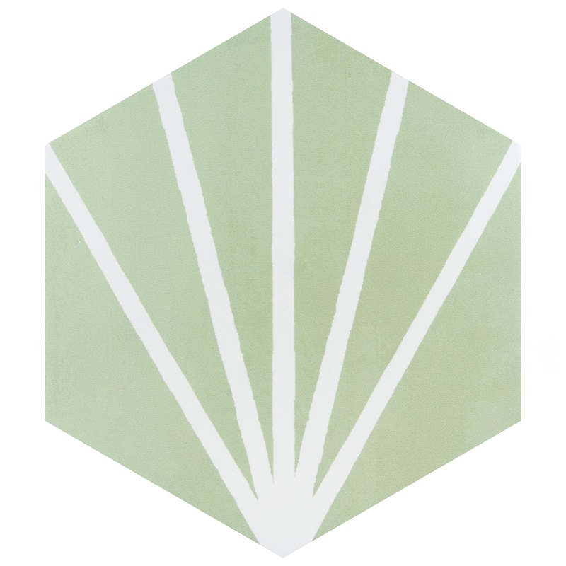 Merola Tile Horizon Dusk Hex Verde 7-3/4" x 9" Porcelain Floor and Wall Tile - Case (24 Tiles)