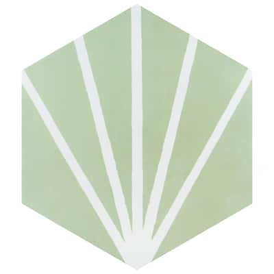 Merola Tile Horizon Dusk Hex Verde 7-3/4" x 9" Porcelain Floor and Wall Tile