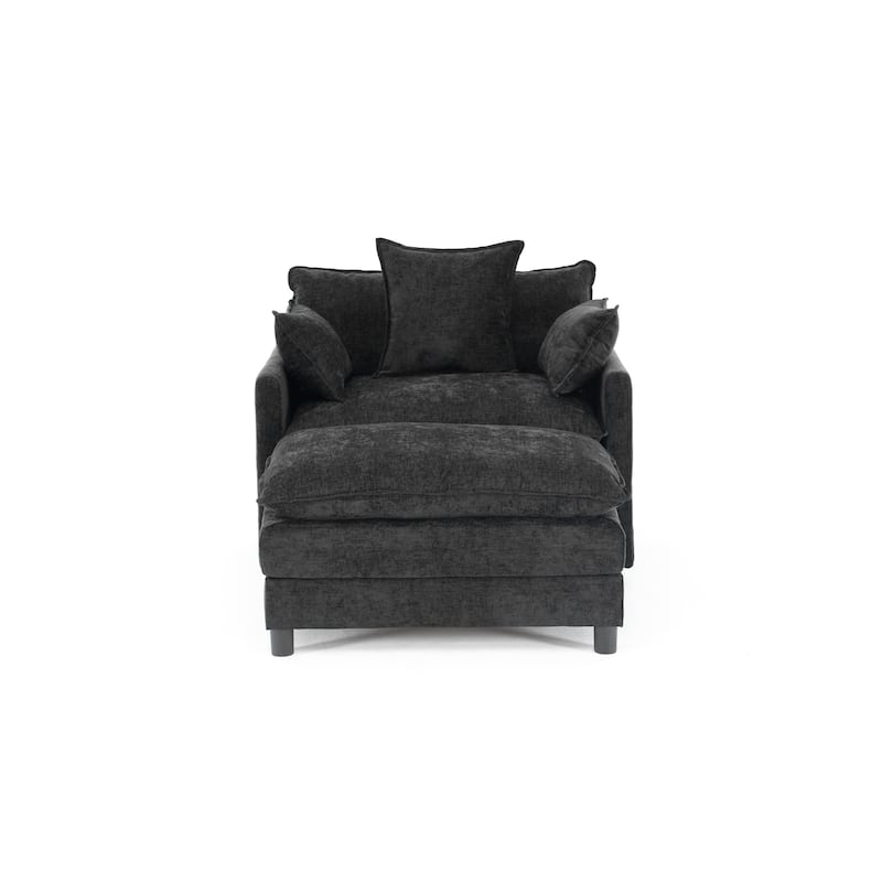 Chenille Upholstered Accent Chair & Ottoman Sets, Sofa Chair Reading Chair for Living Room Bedroom