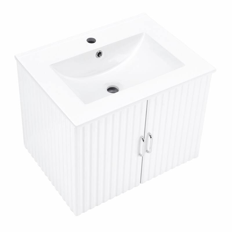 24" Floating Bathroom Vanity with White Porcelain Sink and Soft-Close Doors