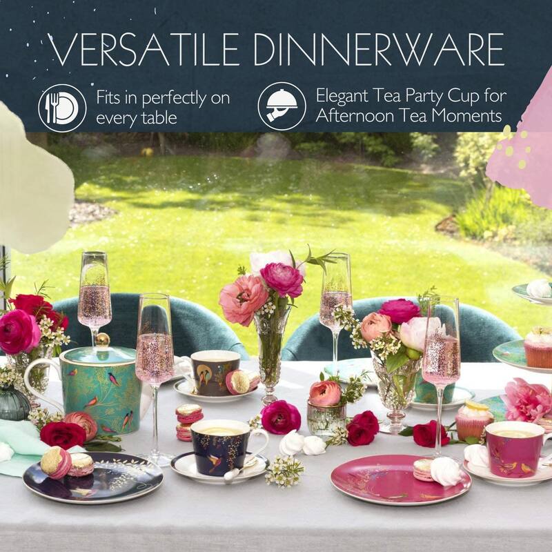 Portmeirion Sara Miller London Chelsea Set of 4 Espresso Cups and Saucers - 4 oz