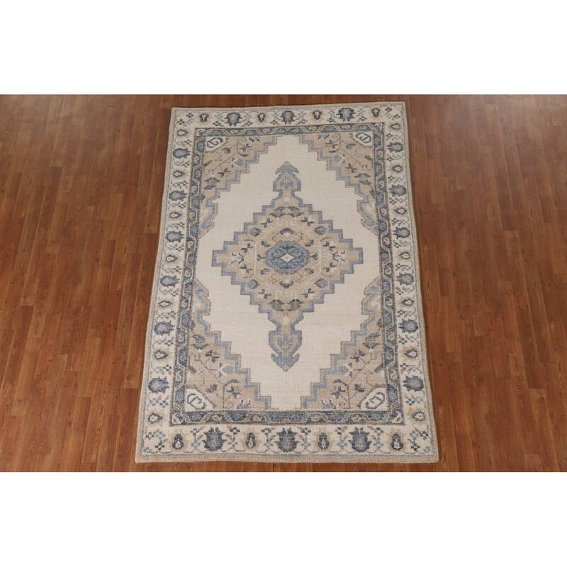 Geometric Moroccan Indian Area Rug Handmade Wool Carpet - 5'3"x 7'11"