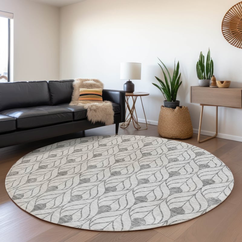 Premium Washable Super Soft Modern Teardrop Mayfield Rug - Silver - 8' x 8'