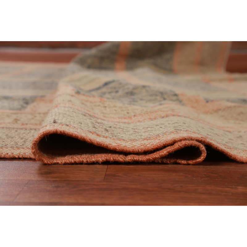 Hand Woven Oriental 100% Jute Carpet Southwestern Modern Beige & Ivories Kilim Area Rug - 10' 0'' X 8' 11''