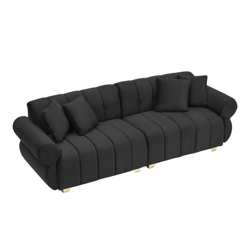 89.37" Velvet Three-Seater Upholstered Sofa