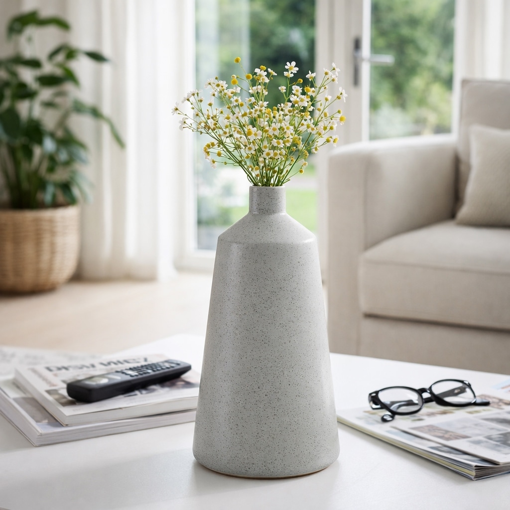 Decorative Vase - Blue Ceramic Modern Tapered, 17 in.