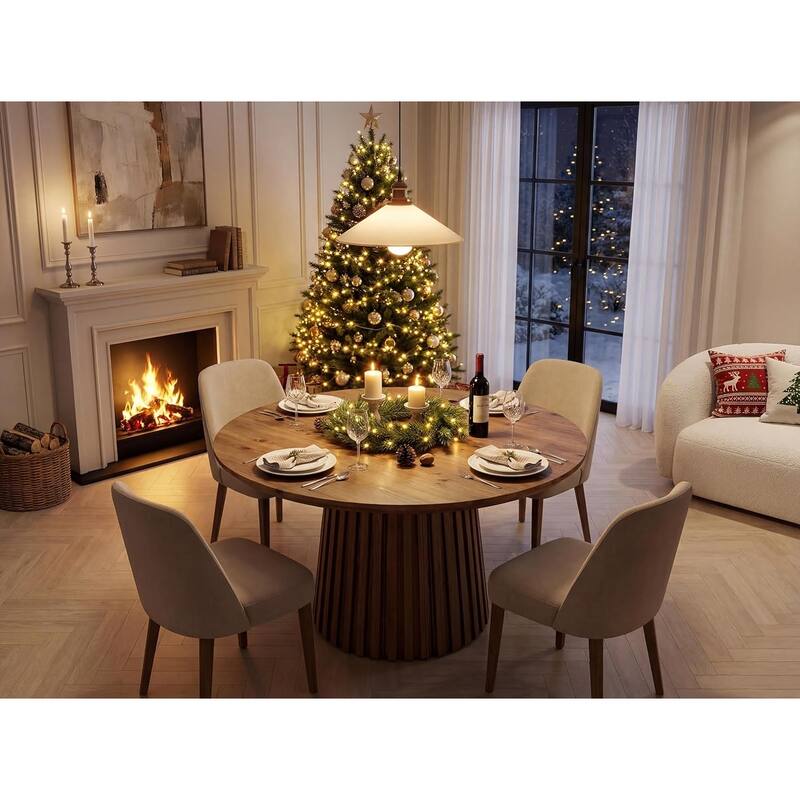 Solid Wood Dining Table for 4-6 People, 47.3'' Round Kitchen Table