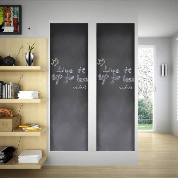 slide 2 of 17, vidaXL Wall Sticker Blackboard Self Adhesive Chalkboard 2 Rolls with Chalks 17.7" x 78.7"