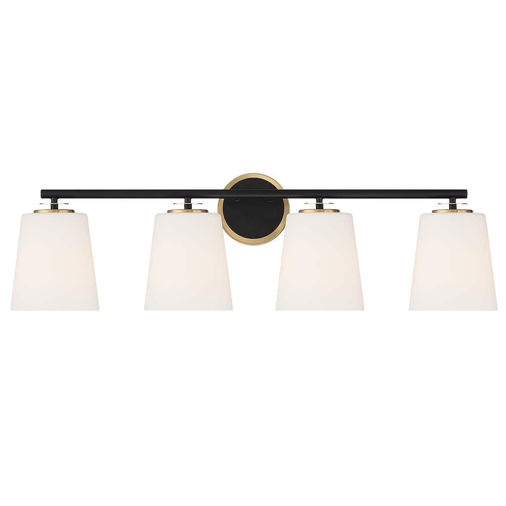 Trade Winds Nell 4-Light Bathroom Vanity Light in Matte Black and Natural Brass