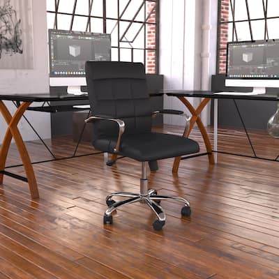 Mid-back Chrome/Vinyl Executive Swivel Office Chair