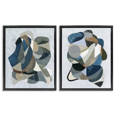 Stupell Neutral Geometric Patterns Framed Floater Canvas Wall Art Design By Coco Good (Set of 2)