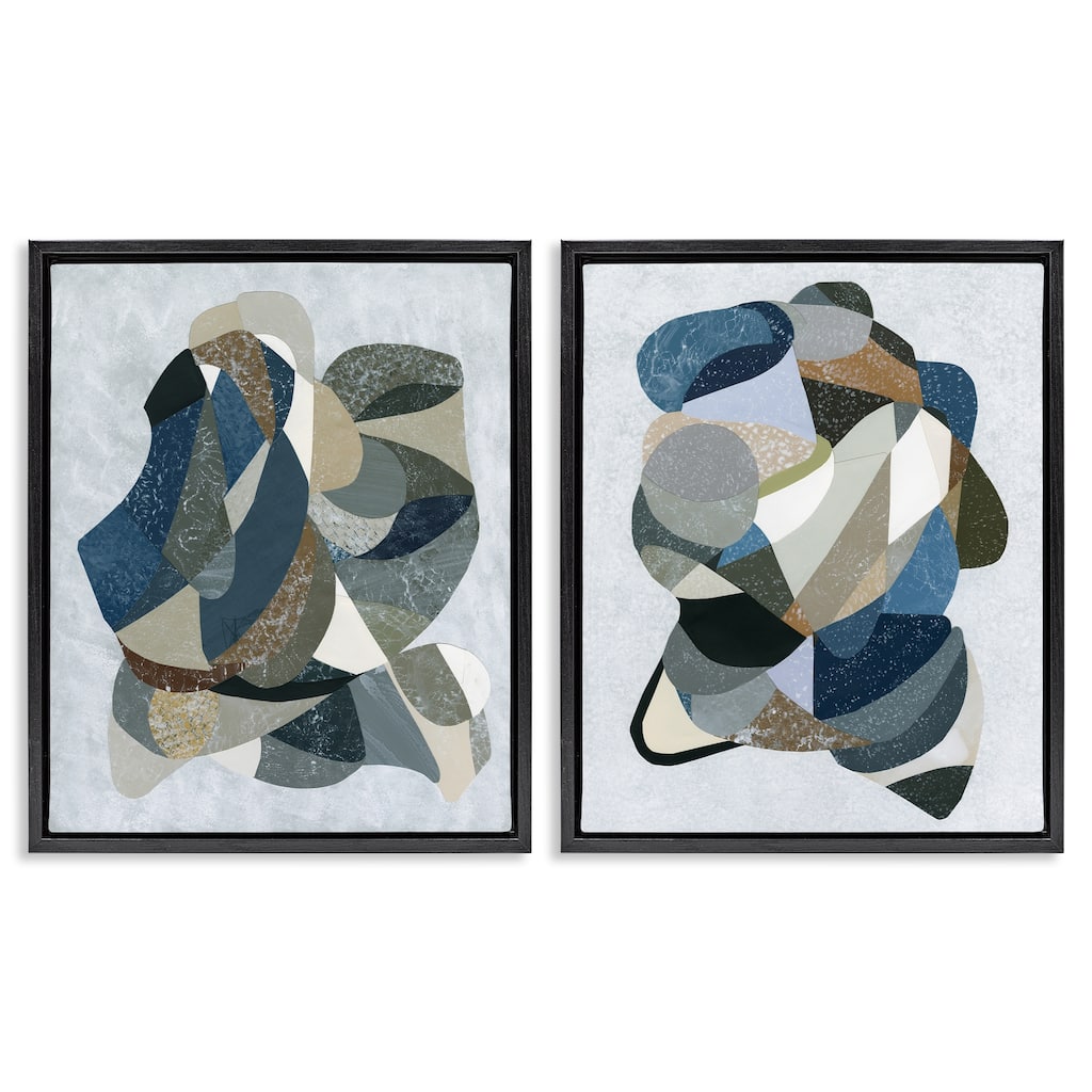 Stupell Neutral Geometric Patterns Framed Floater Canvas Wall Art Design By Coco Good (Set of 2)