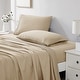 preview thumbnail 58 of 101, Vilano 21-inch Extra Deep Pocket 4-Piece Bed Sheet Set with Pleated Hem Twin - Sand