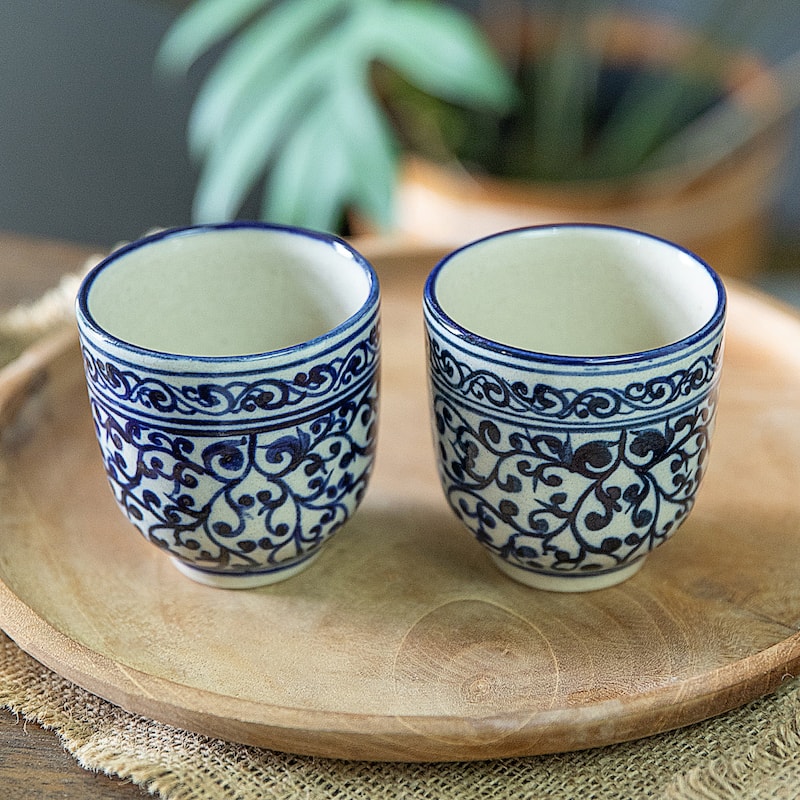Novica Handmade Palatial Mornings Ceramic Cups (Pair)