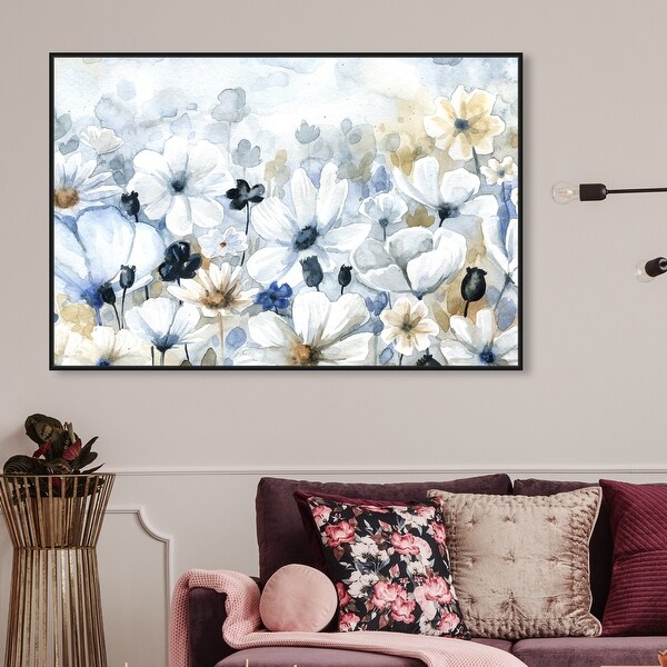 Oliver Gal 'Fields of Blue' Floral and Botanical Wall Art Framed Canvas Print Flowers - Blue, White. Opens flyout.