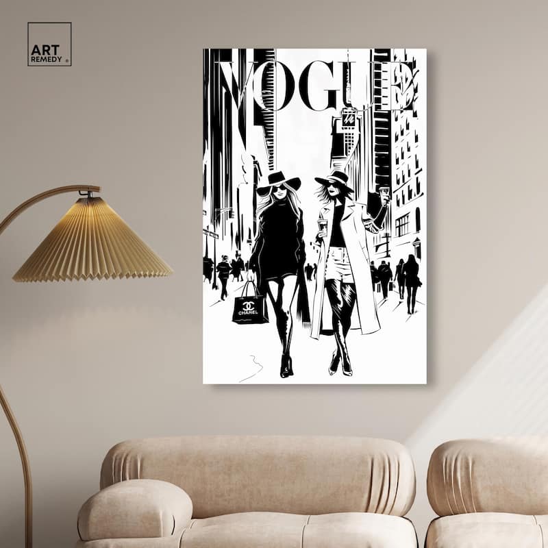 Shopping Gals Cover Canvas by Art Remedy, Gallery Wrapped