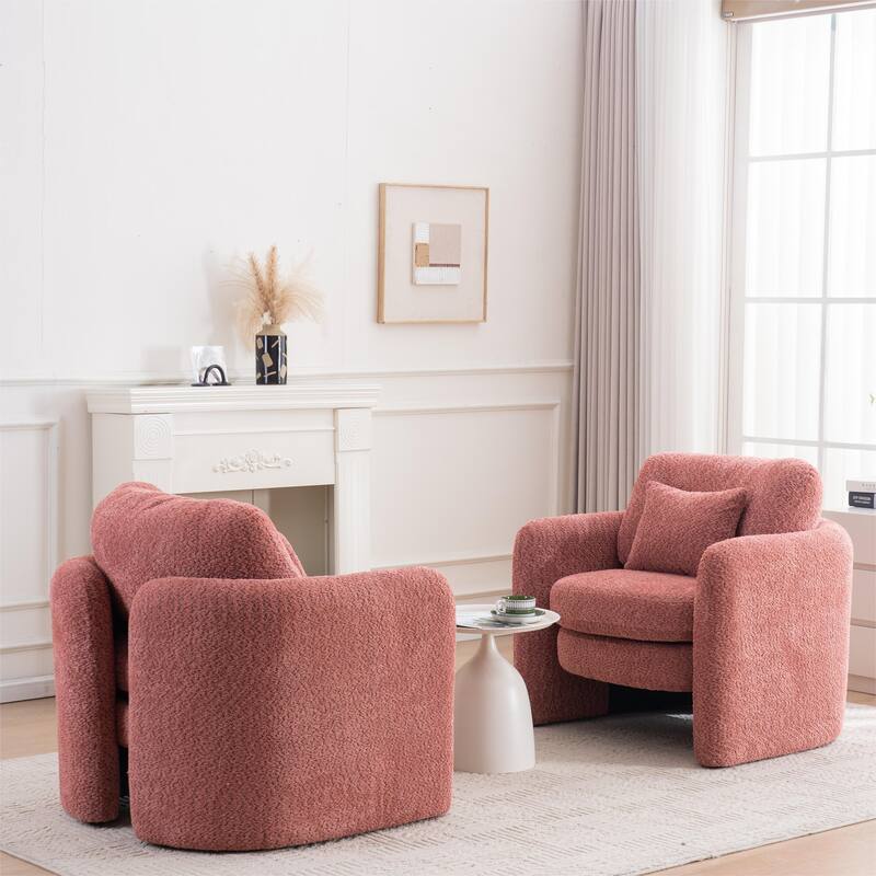 Rounded Corner Accent Chair Lounge Chair, Single Sofa Chair Armchair for Living Room