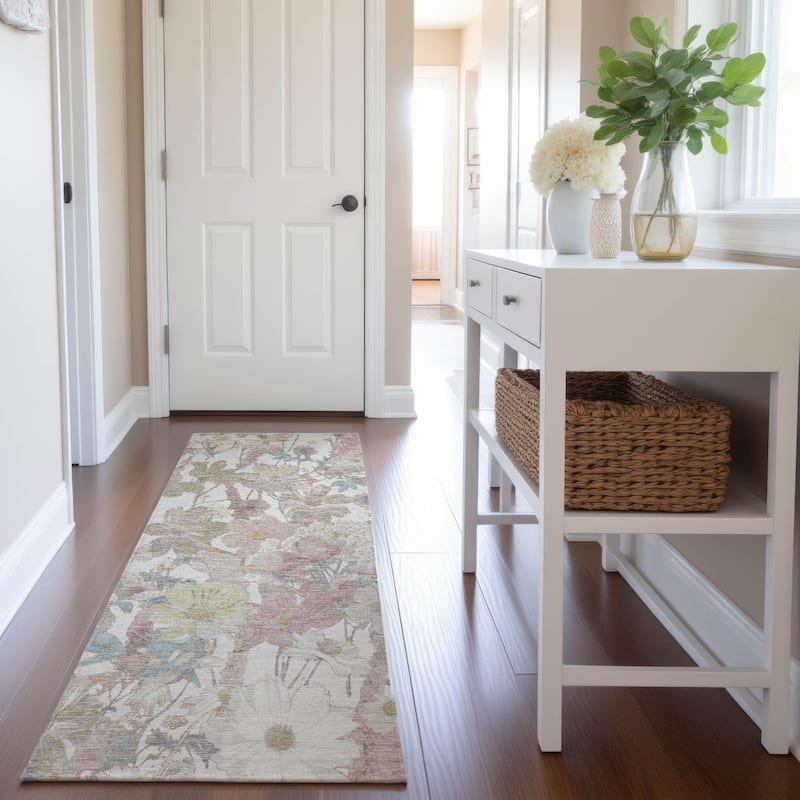 Premium Washable Super Soft Floral Mayfield Rug - Ivory - 2'3" x 7'6"