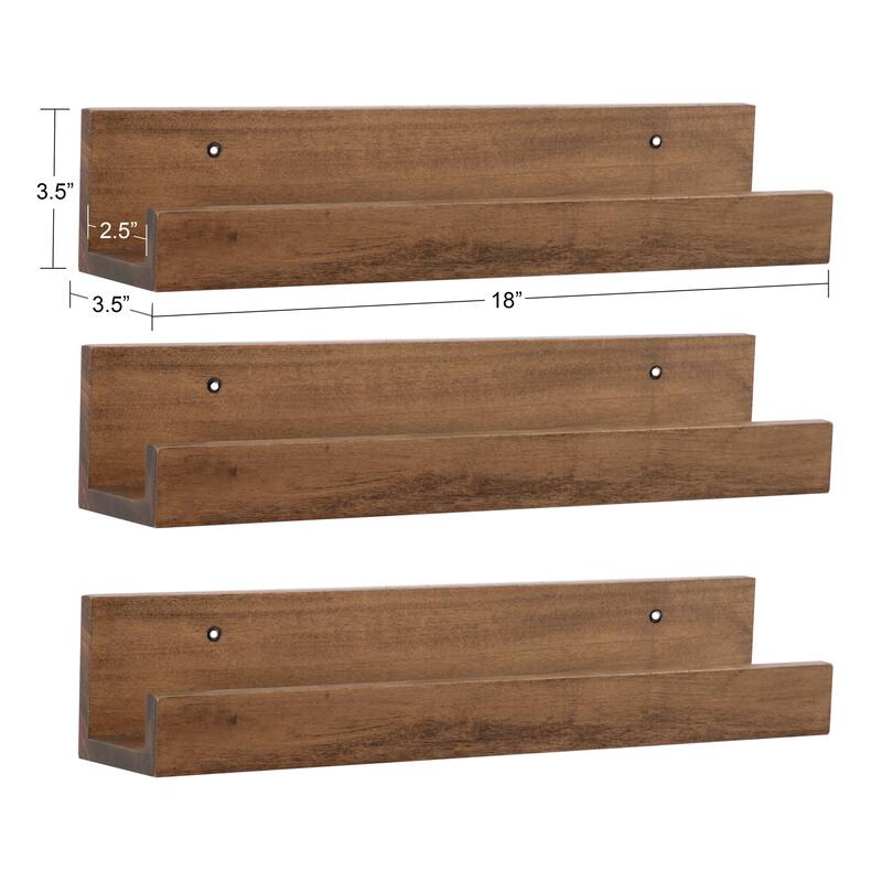 Levie 24 inch 2-Pack Wood Wall Picture Frame Holder Ledge