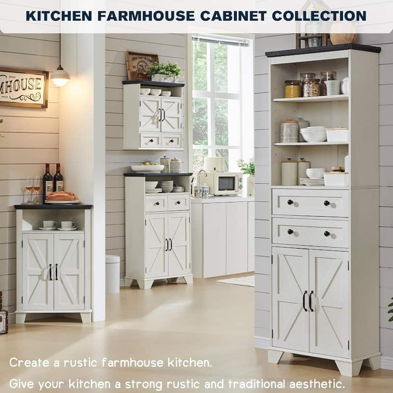 Farmhouse Corner Bathroom Cabinet, Small Corner Cabinet with Barn Door - N/A