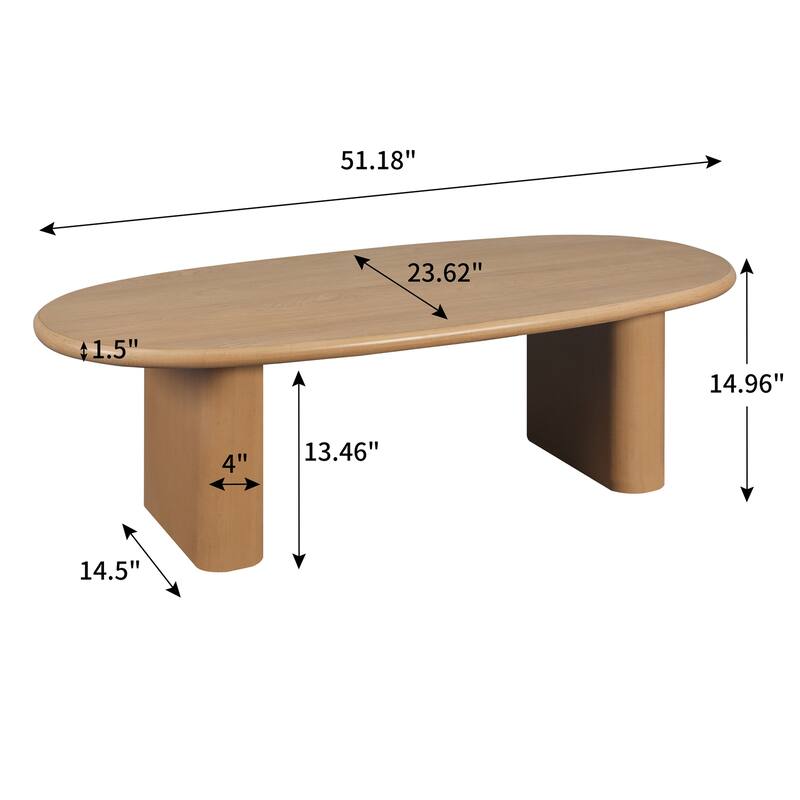 51'' Tapered Tabletop Coffee Table, NATURAL WOOD/BLACK
