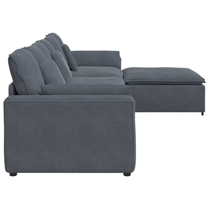 vidaXL Modular Sofa Dark grey Velvet (100% polyester) Oversized Modular - 80.7 x 127.6 x 25.2 in