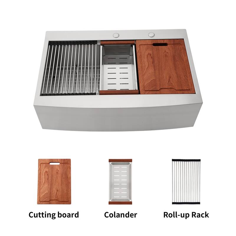 Farmhouse Apron Single Bowl Stainless Steel Kitchen Sink with Workstation