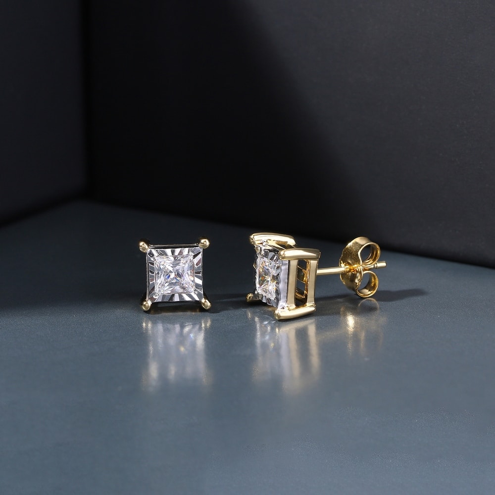 1/20ct to 3/4ct TDW Diamond Solitaire Stud Earrings in Silver for Women