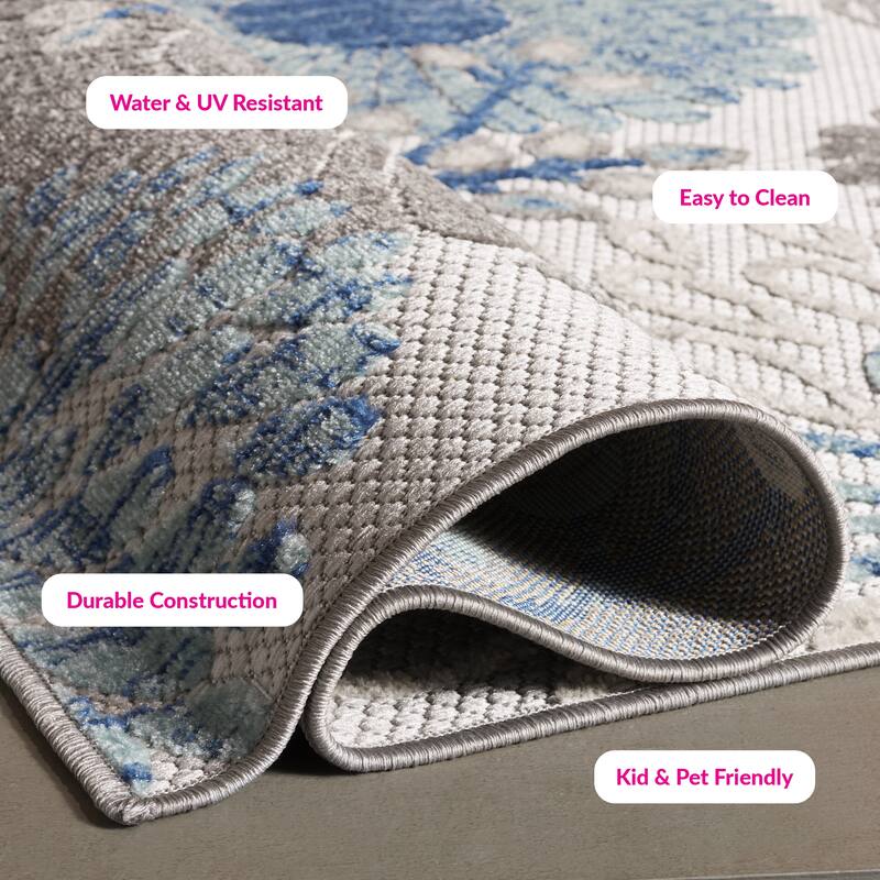 SAFAVIEH Cabana Hillechien Indoor/ Outdoor Waterproof Patio Floral Rug