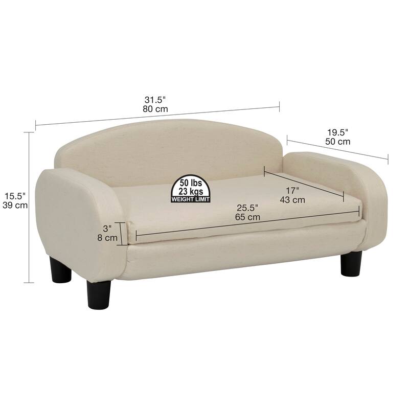 Paws & Purrs Modern Pet Sofa Bed Low-Back Lounger for Dogs & Cats – Removable Washable Mattress Cover