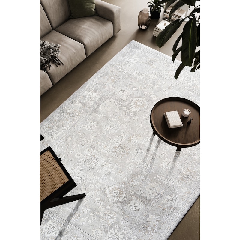 Mason Ivory, Gray and Beige Polyester Area Rug - 9' x 12'