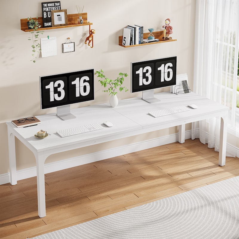 78.8" Extra Long 2 Person Computer Desk with Metal Legs for Home Office Bedroom - White