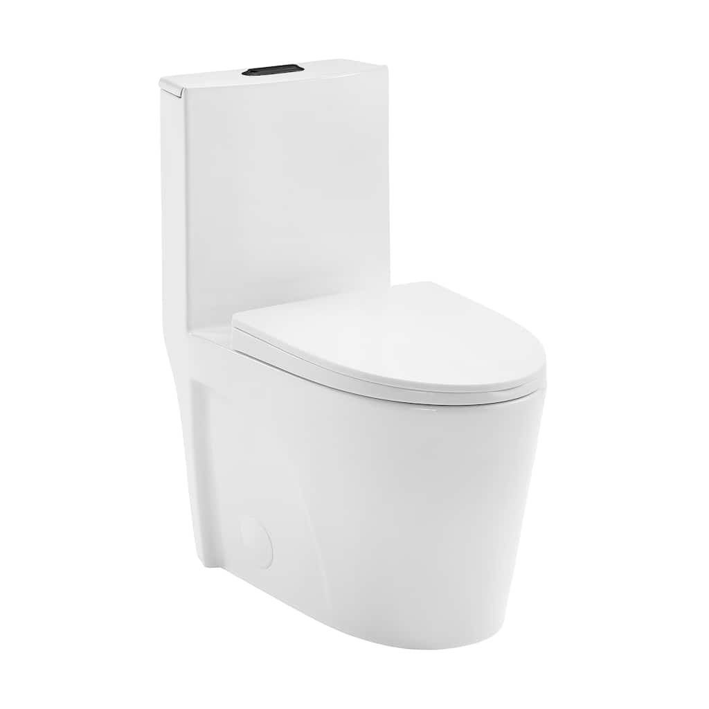 Angers One Piece Elongated Toilet Dual Vortex Flush, Black Hardware - 27" x 15.15" 33.05"