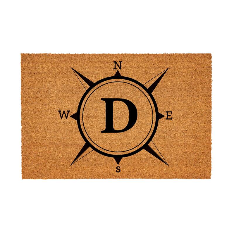 Coastal Coir Mat Compass Monogram 36"x24" - Letter D