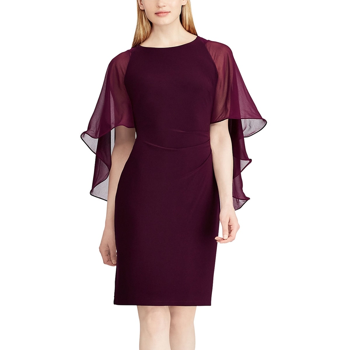 ralph lauren georgette cape dress