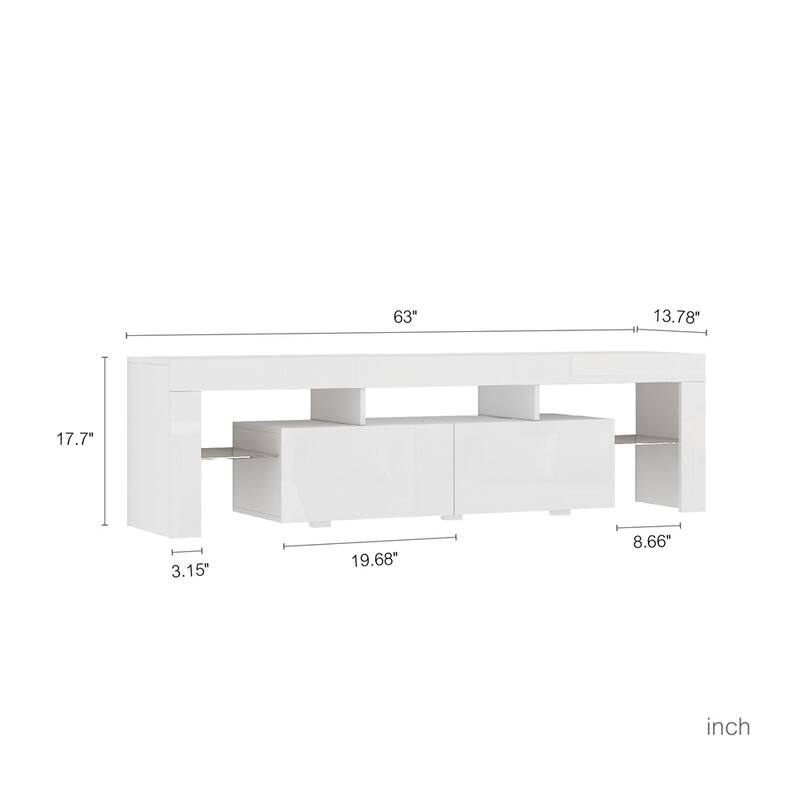 TV Stand with LED Lights and Storage Cabinets for TVs up to 65"