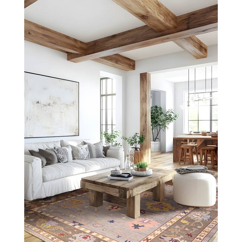 ECARPETGALLERY Hand-knotted Modern Oushak Light Grey Wool Rug - 9'11 x 13'9