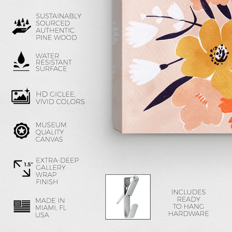 Wynwood Studio Canvas Floral and Botanical Sunset in Bloom Pink and Bohemian & Eclectic Wall Art Canvas Print