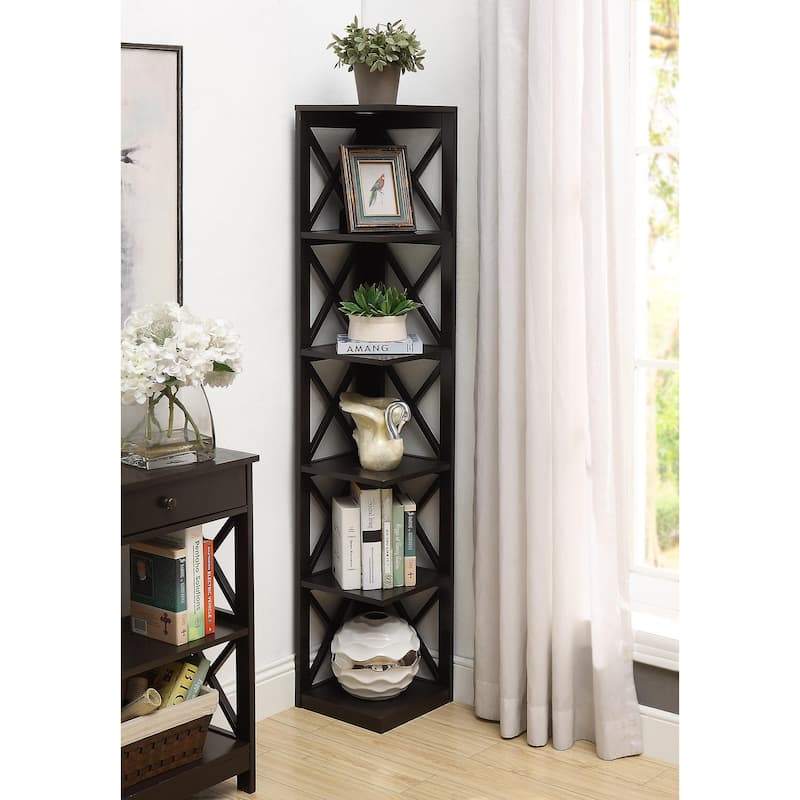 Convenience Concepts Oxford 5 Tier Corner Bookcase - Espresso