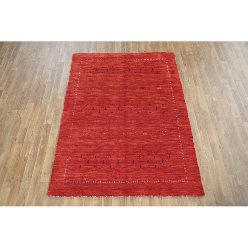 Gabbeh Indian Rug Hand-Knotted Tribal Wool Carpet - 4'7" x 6'5"