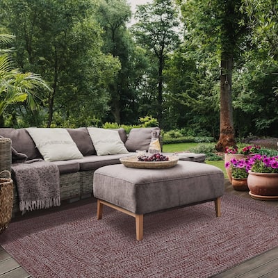 Superior Modern Rustic Bohemian Reversible Multi-Tone Braided Indoor Outdoor Area Rug