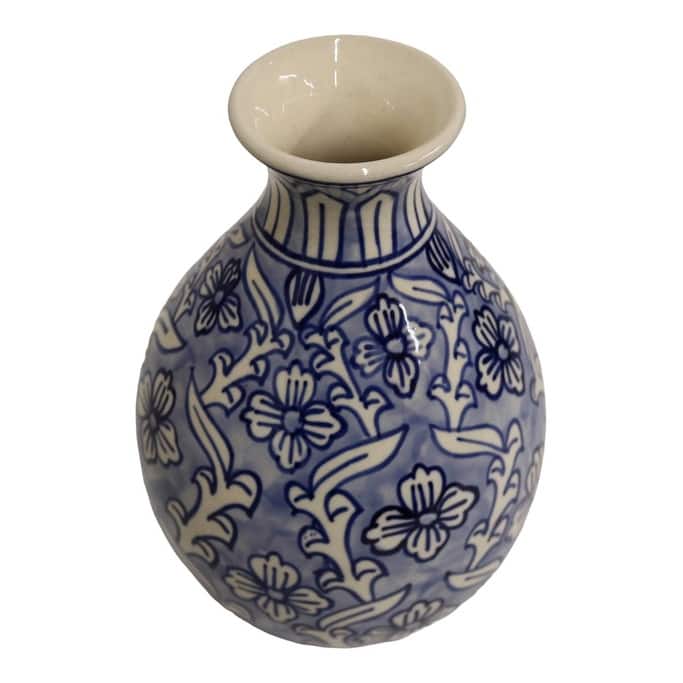 Home&Manor Ceramic Bottle Vase Light Blue