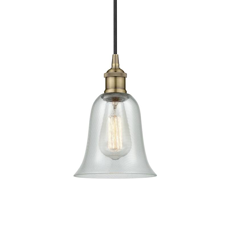 Innovations Lighting 616-1P-12-6 Hanover Pendant Hanover 6" Wide Mini - Antique Brass / Fishnet