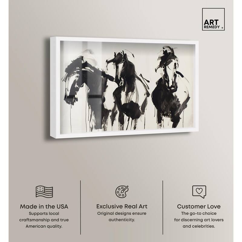 Horses in Ink Shadowbox by Art Remedy