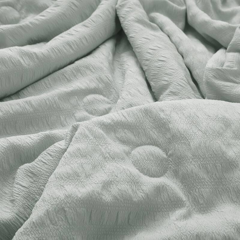 Lightweight Cooling Reversible Bed Blanket, Breathable Seersucker Comforter for Hot Sleepers