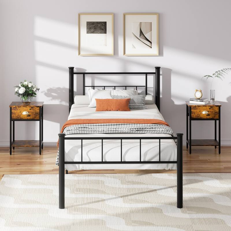 Futzca Bed Frame with Headboard and Footboard - Twin