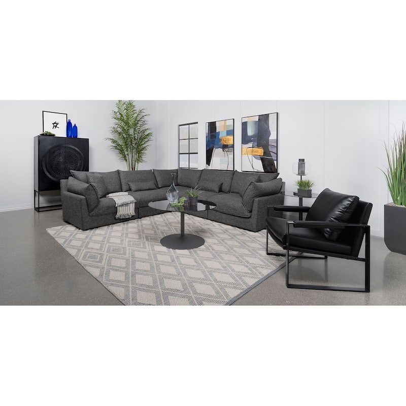 Sasha 5-piece Upholstered Modular Sectional Barely Black